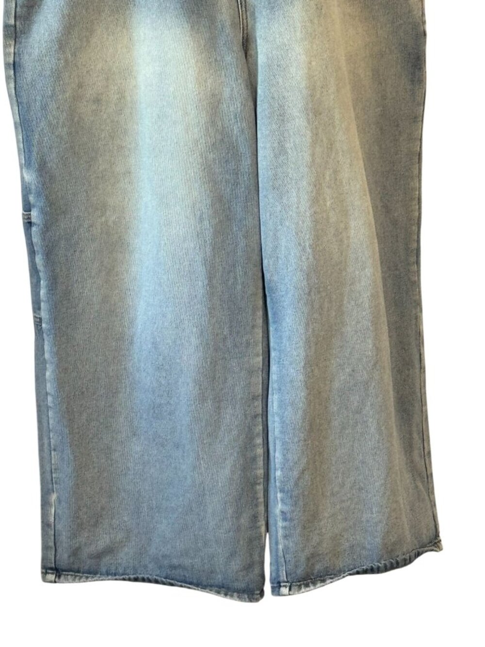 Cider Denim Overalls Women's Size 0XL Light Wash Wide Leg Cargo Pocket Bib - Picture 3 of 12